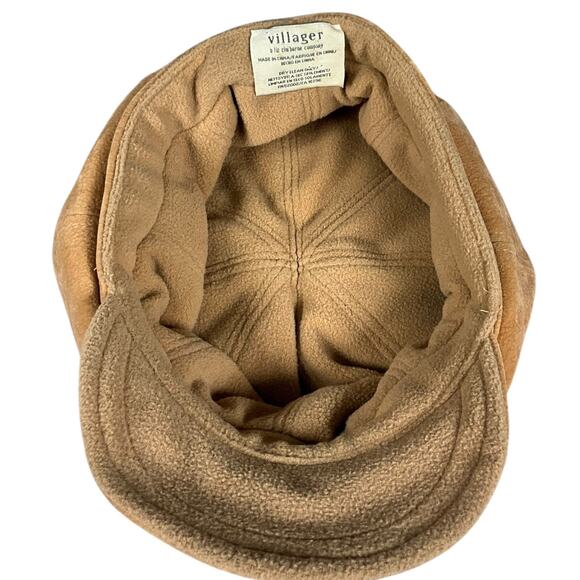 Villager Tan Faux Shearling Newsboy Cap Women’s One Size Vintage Y2K Style - Picture 10 of 11